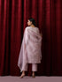 3 Pc Suit - Lilac Cotton Silk Embroidered Kurta with Cotton Pant and Chanderi Embroidered Dupatta